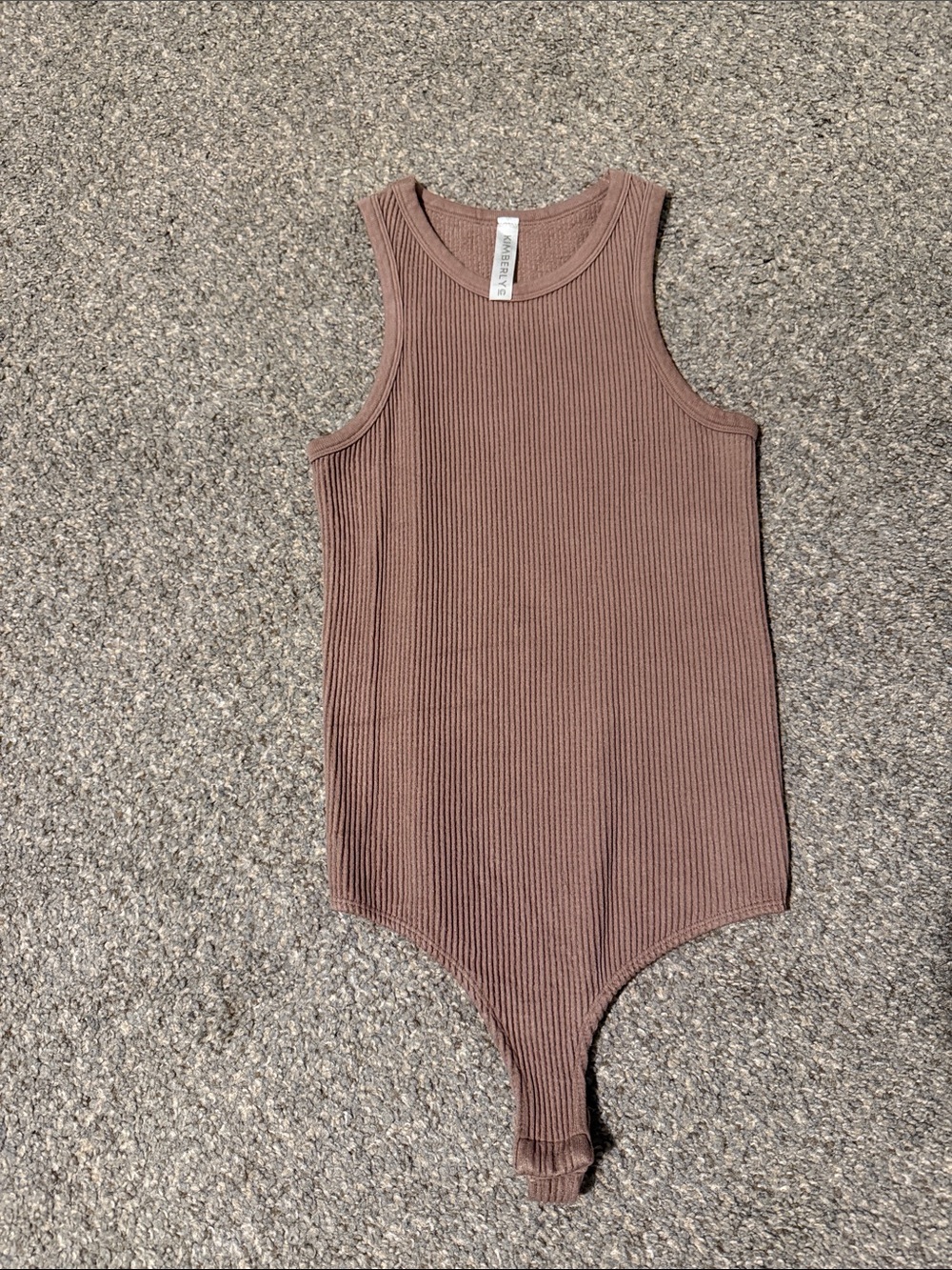 Ribbed Tank Bodysuit in Mauve Taupe